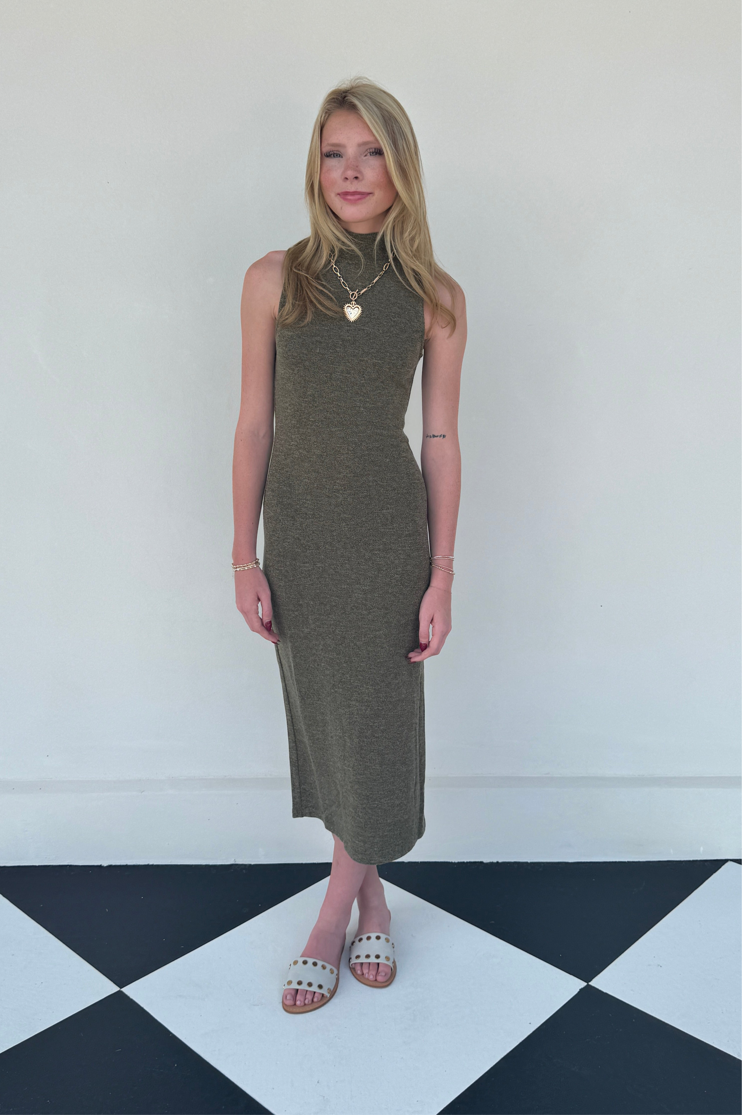 Mallory Knit Turtleneck Midi Dress S