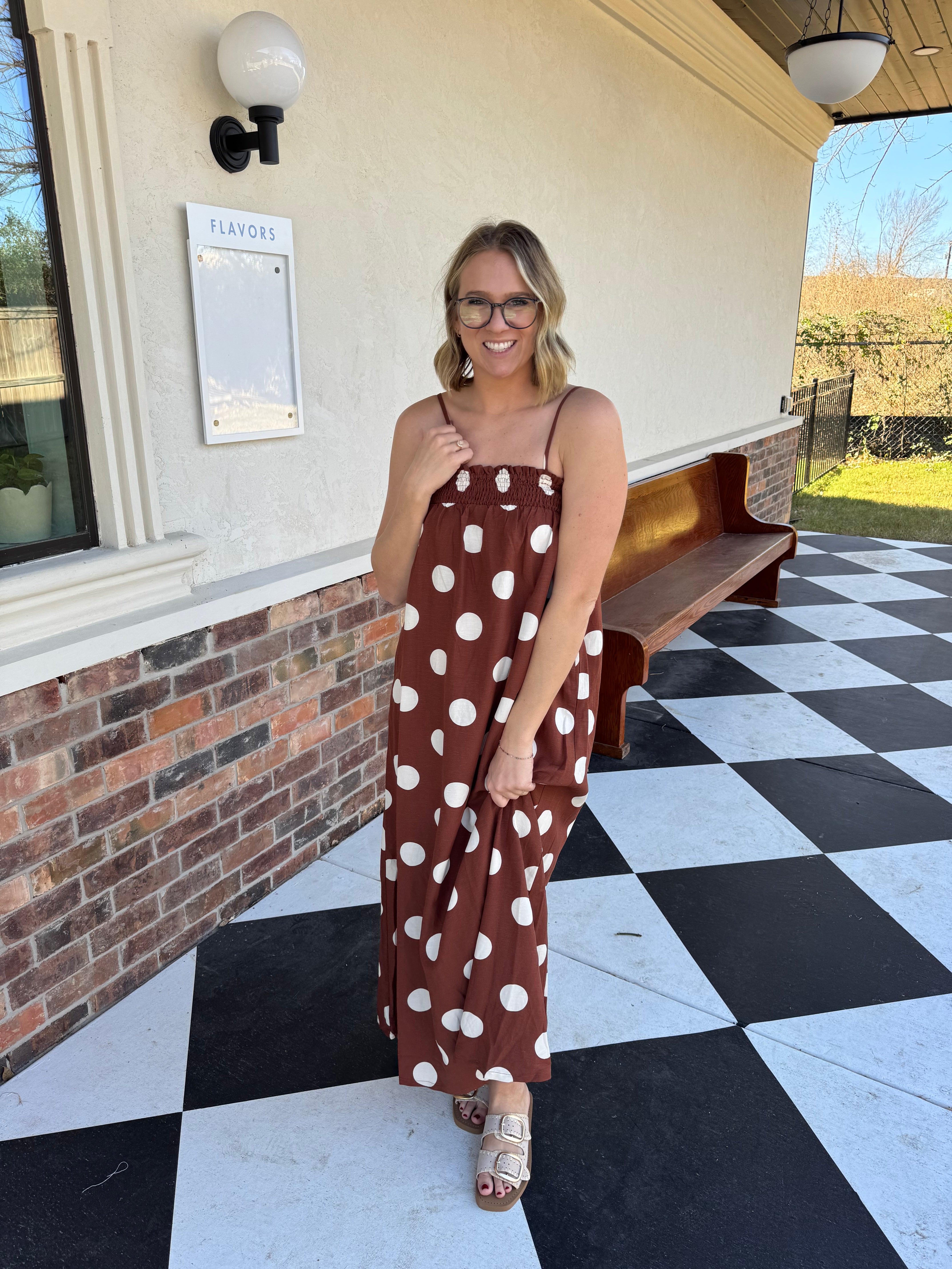 Evelyn Polka Dot Maxi Dress – Revelry Harbor