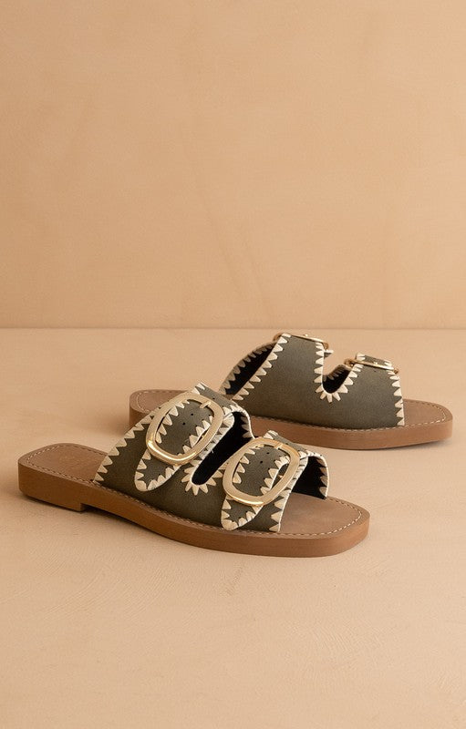 Tivoli Buckle Slide - Olive