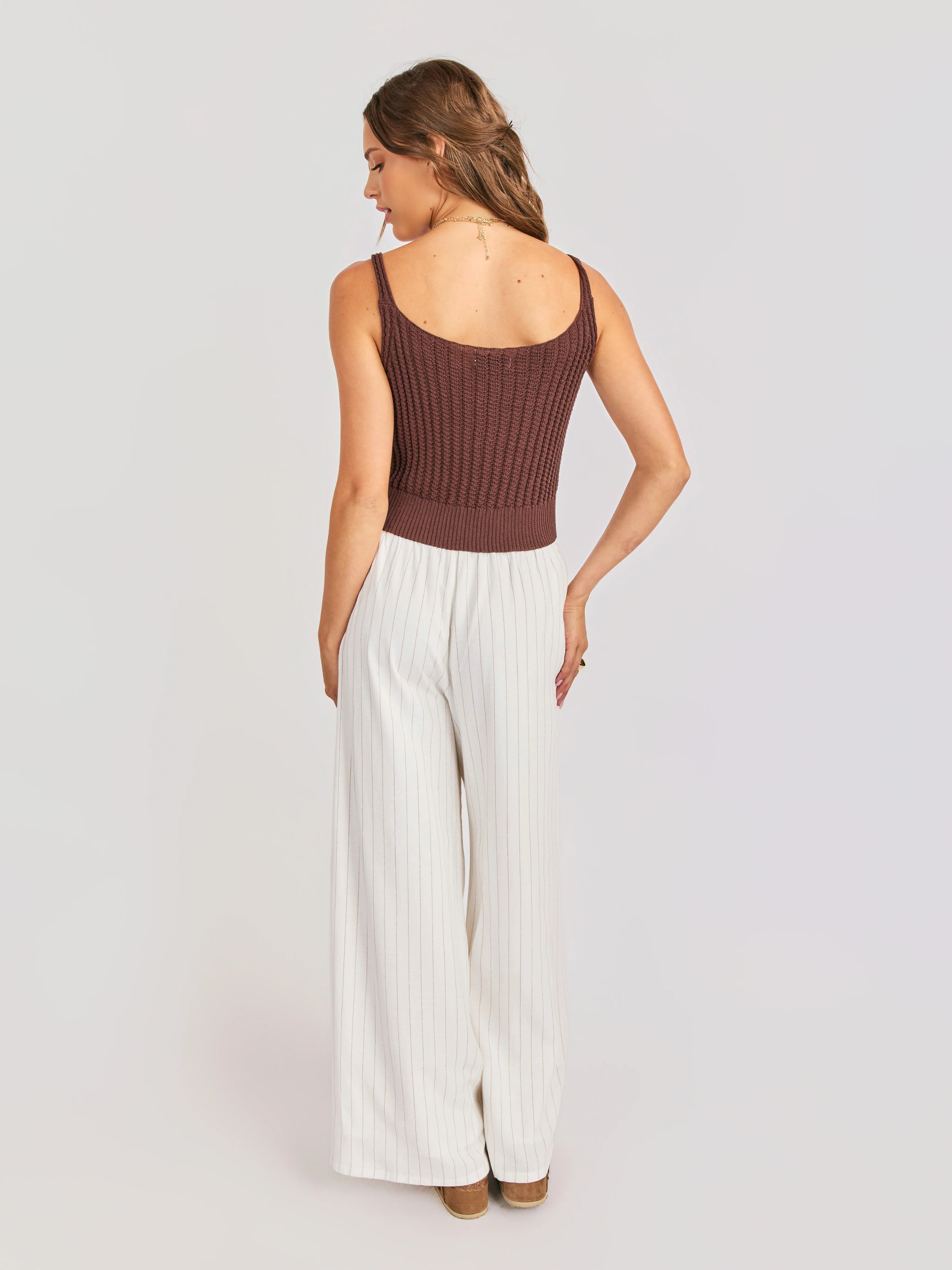 Marlow Button Sweater Tank - Brown – Revelry Harbor