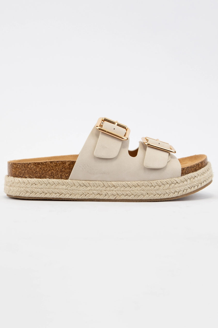 Marfa Beige Double Thick Strap Sandals