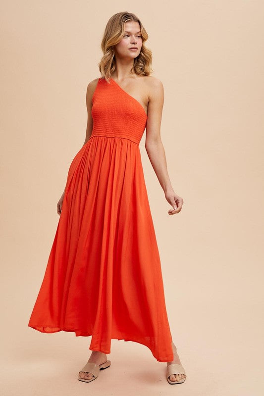 Kelsey One Shoulder Coral Dress L Kelsey One Shoulder Coral Dress L