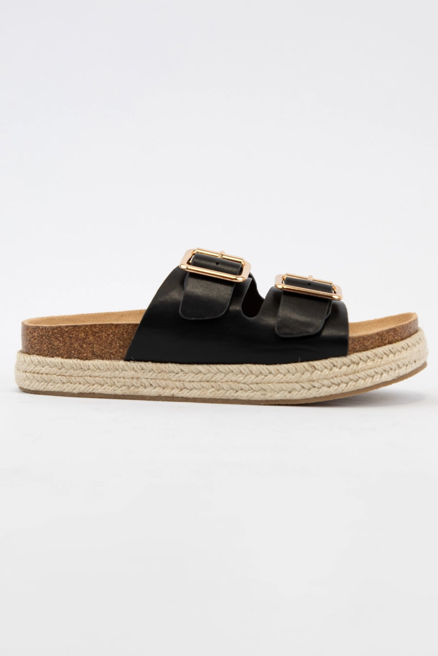 Marfa Black Double Thick Strap Sandals