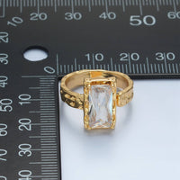 24K Gold Filled Clear CZ Hammered Baguette Band Ring | U320