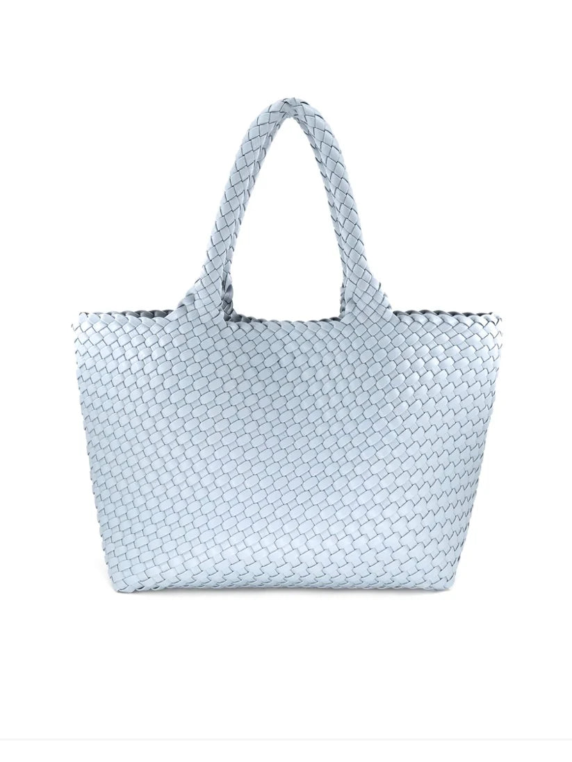 Sky Blue Woven Tote Shoulder Bag
