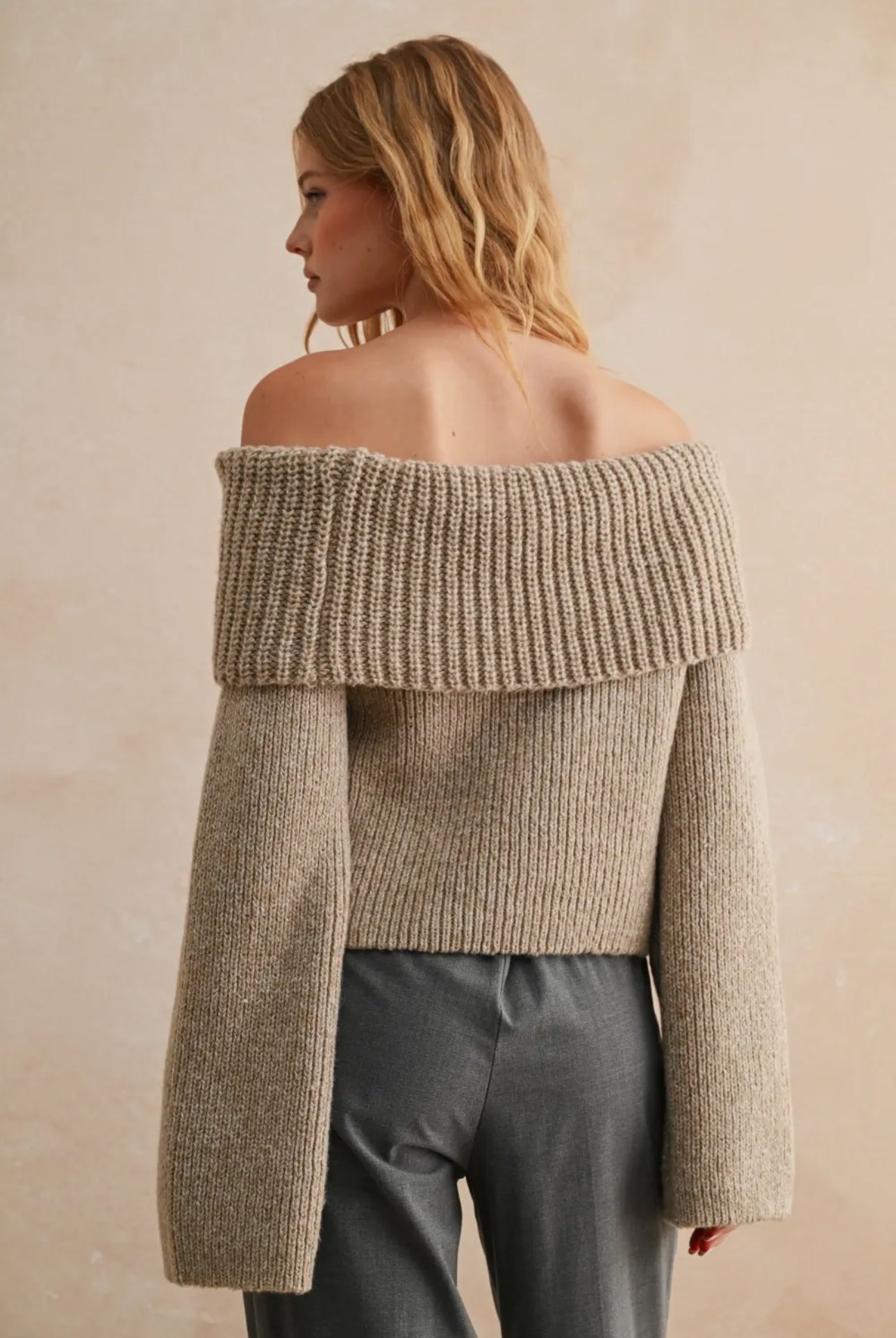 Eliana Off The Shoulder Sweater- Oatmeal