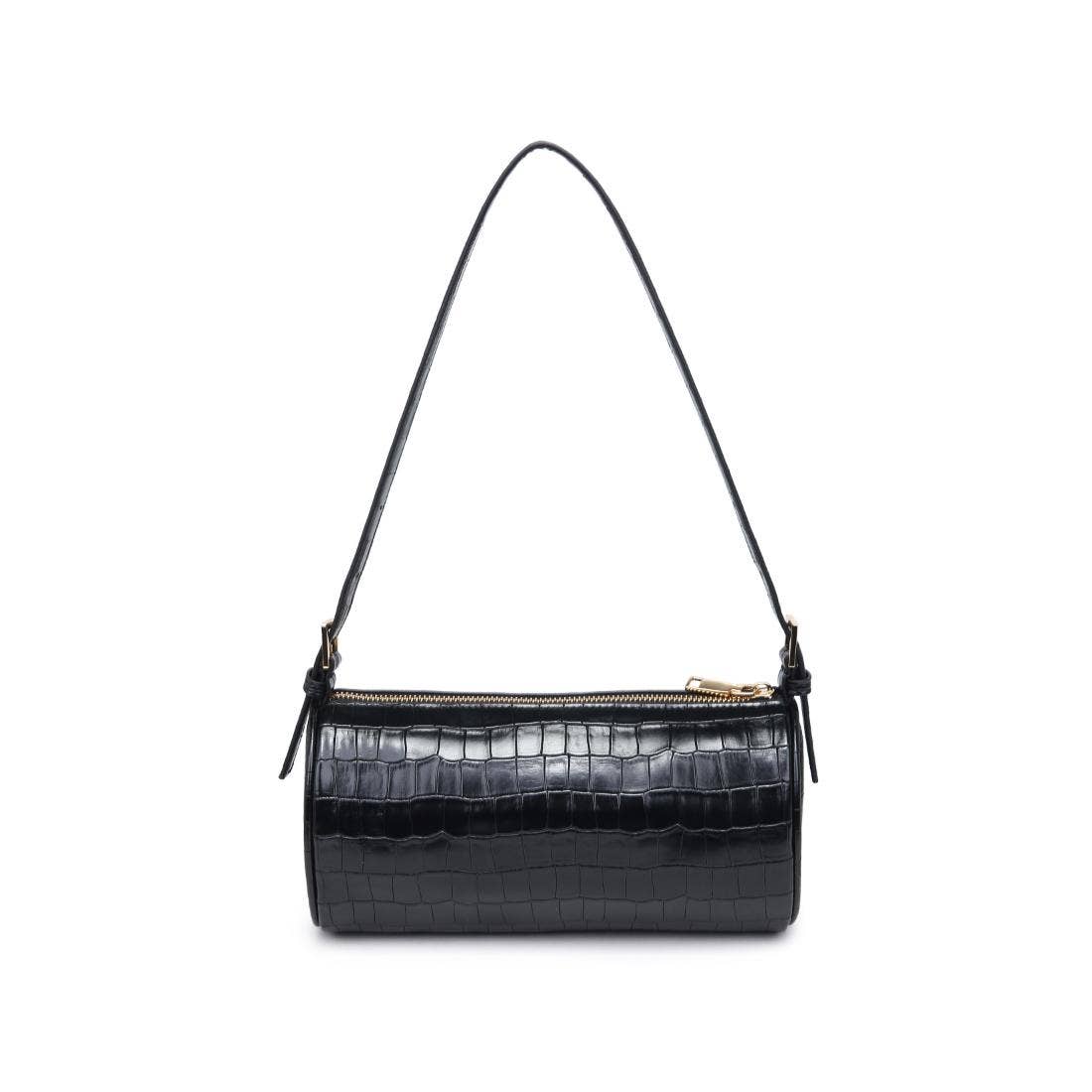 Rachel - Croco Shoulder Bag: Black