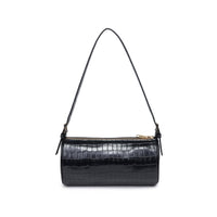 Rachel - Croco Shoulder Bag: Black