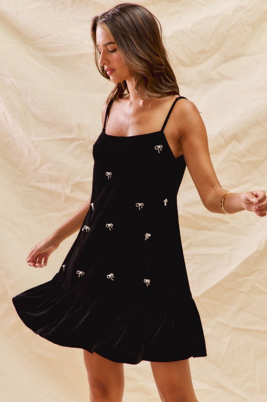 Valerie Pearl Velvet Mini Dress