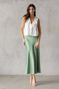 Aurora Sage Green Satin Dress