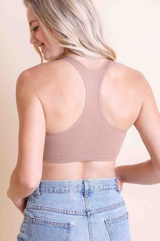 Ribbed Back Bralette - Nude