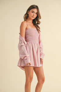 Emilia Crinkle Romper And Shirt Set