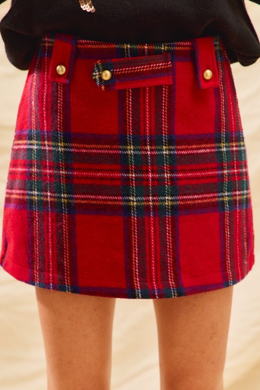 Holly Plaid Skort- Red Check