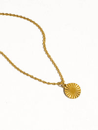 Miraz 18k Gold Non-Tarnish Round Sun Gaze Necklace : Yellow Gold