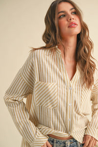 Vanessa Striped Button Down - Mustard/Ivory