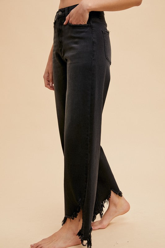 Dana Distressed Hem Straight Fit Jeans