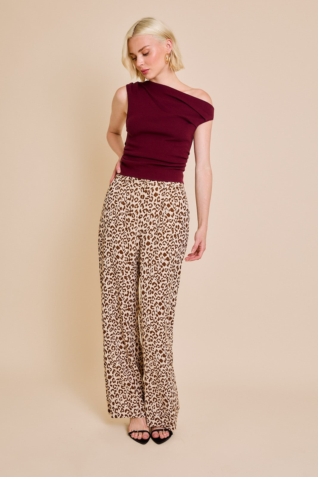 Clover Asymmetrical Top - Burgundy
