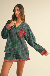 Claus Plaid Pajama Set- Green