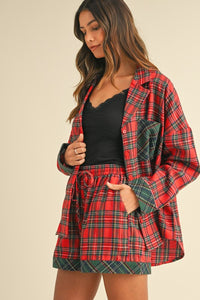 Claus Plaid Pajama Set- Red