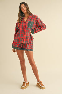 Claus Plaid Pajama Set- Red