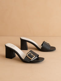 Glendale Black Bamboo Heel Sandals