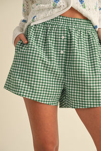 Daleyza Green Gingham Woven Boxer Shorts