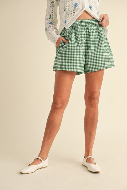 Daleyza Green Gingham Woven Boxer Shorts