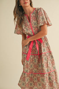 Katie Contrast Printed Midi Dress