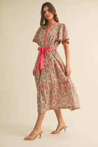 Katie Contrast Printed Midi Dress