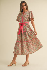 Katie Contrast Printed Midi Dress