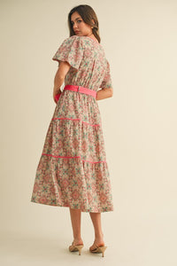 Katie Contrast Printed Midi Dress