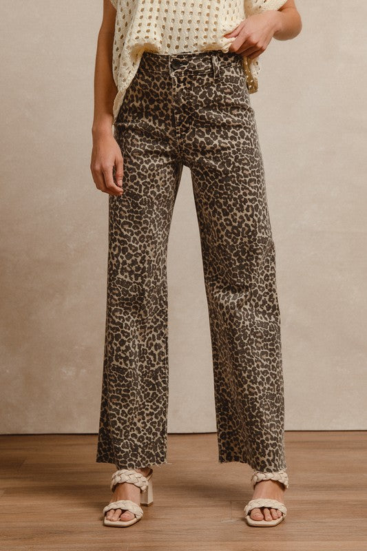 Layla Leopard High Rise Flare Jeans