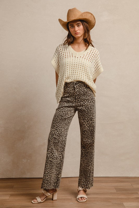 Layla Leopard High Rise Flare Jeans