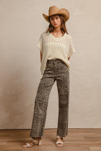 Layla Leopard High Rise Flare Jeans