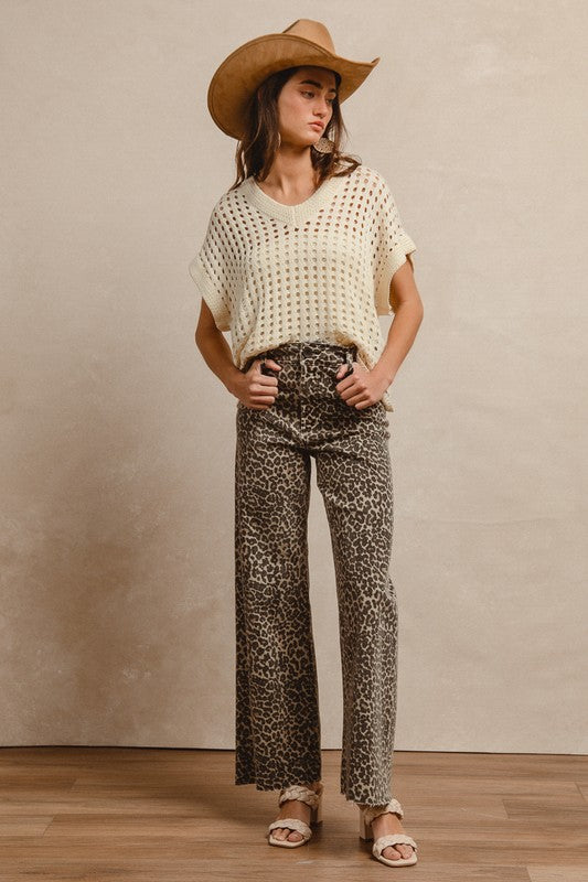 Layla Leopard High Rise Flare Jeans