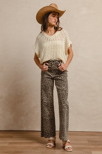 Layla Leopard High Rise Flare Jeans