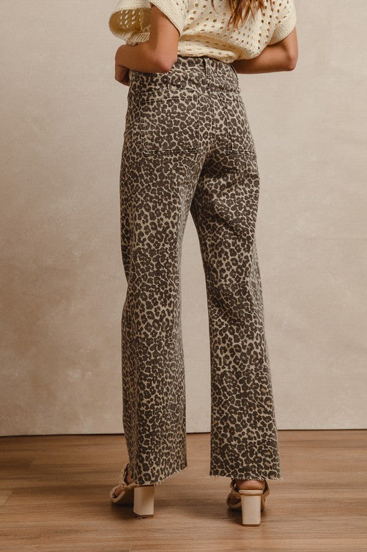 Layla Leopard High Rise Flare Jeans