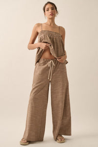 Elvie Taupe Stripped Drawstring Pants