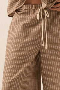 Elvie Taupe Stripped Drawstring Pants