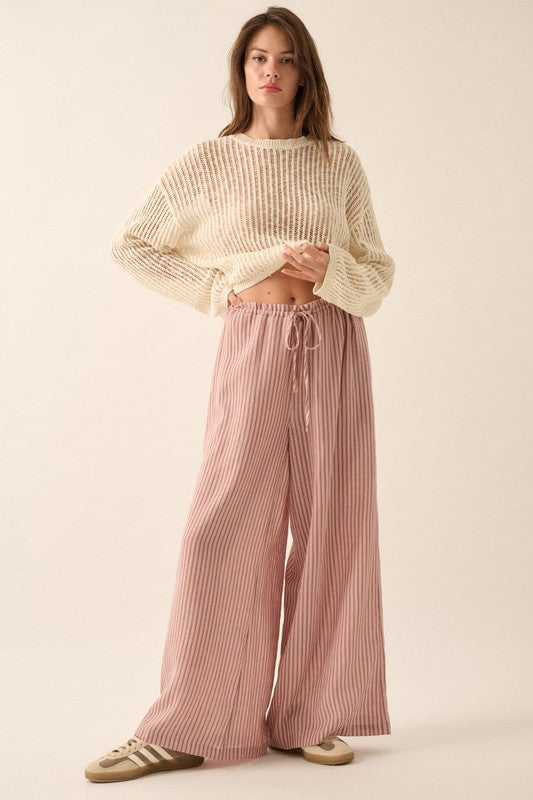 Elvie Pink Stripped Drawstring Pants