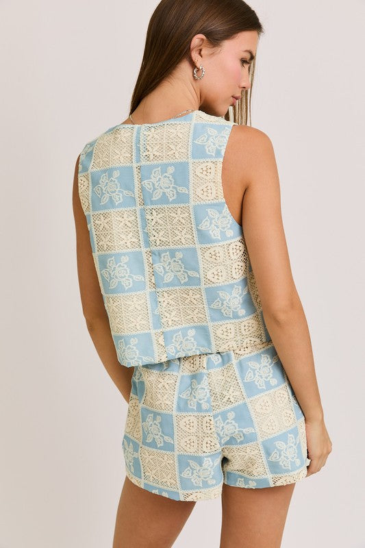 Natalie Embroidered Top And Short Set