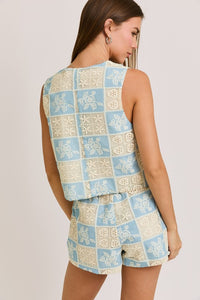 Natalie Embroidered Top And Short Set