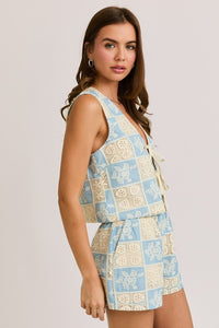 Natalie Embroidered Top And Short Set