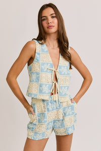 Natalie Embroidered Top And Short Set