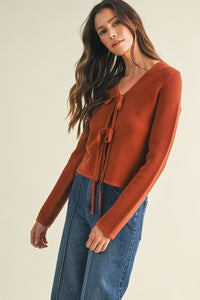 Amari Front Bow Cardigan- Sienna