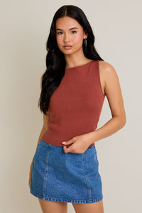 Jessica Boatneck Top - Rust