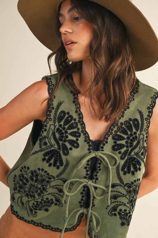 Phoebe Crochet Suede Vest