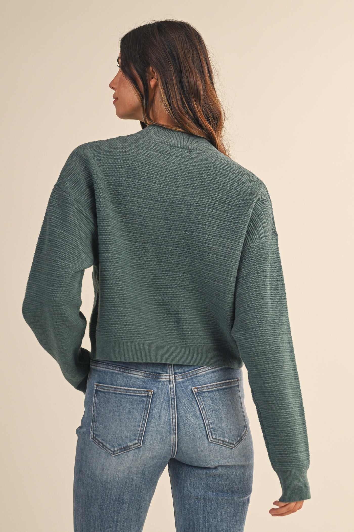 Percy Texture Bold Button Cardigan - Teal