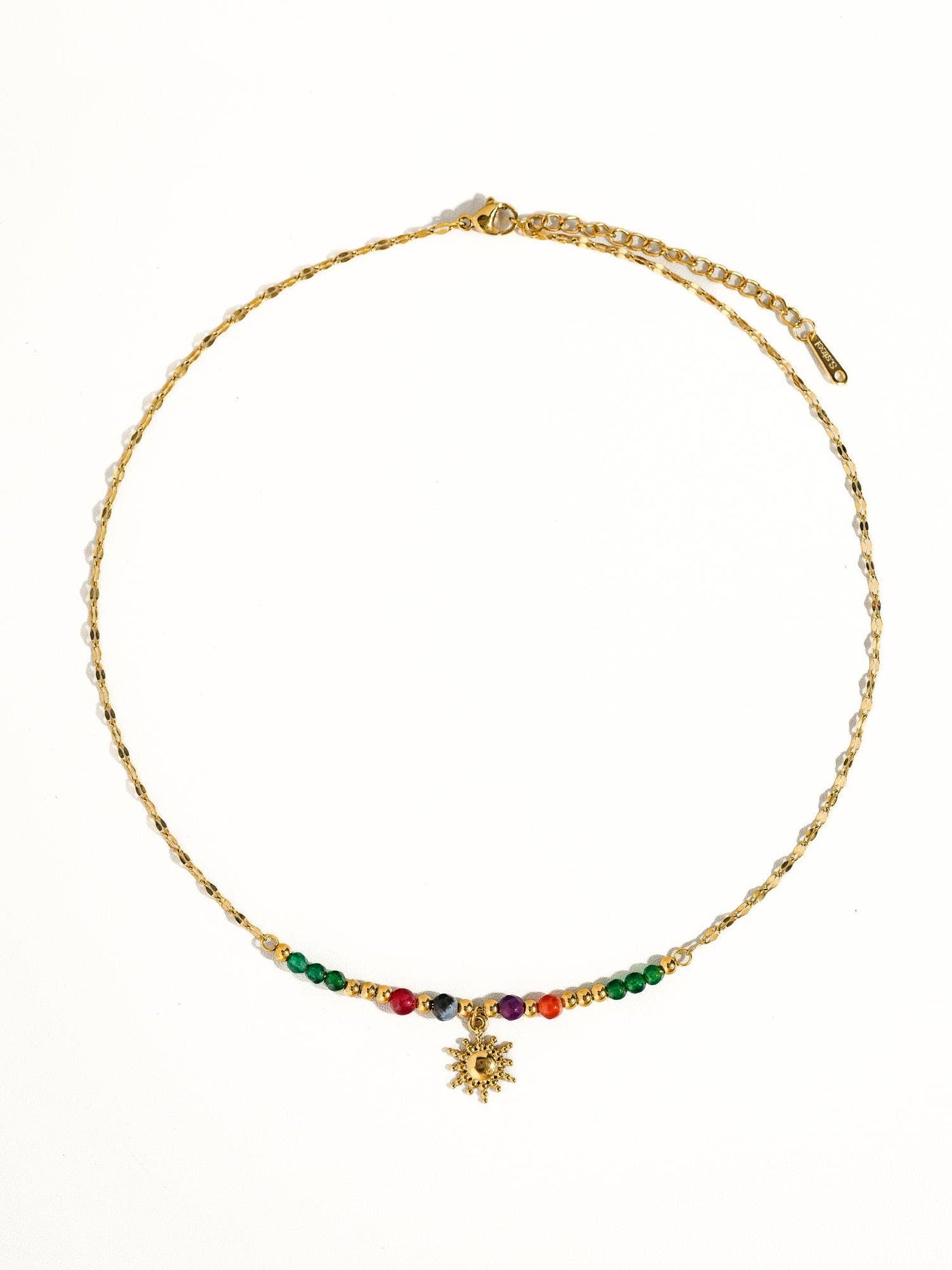 Olimpia 18K Gold Sun Necklace with Beads: Multi-Colored