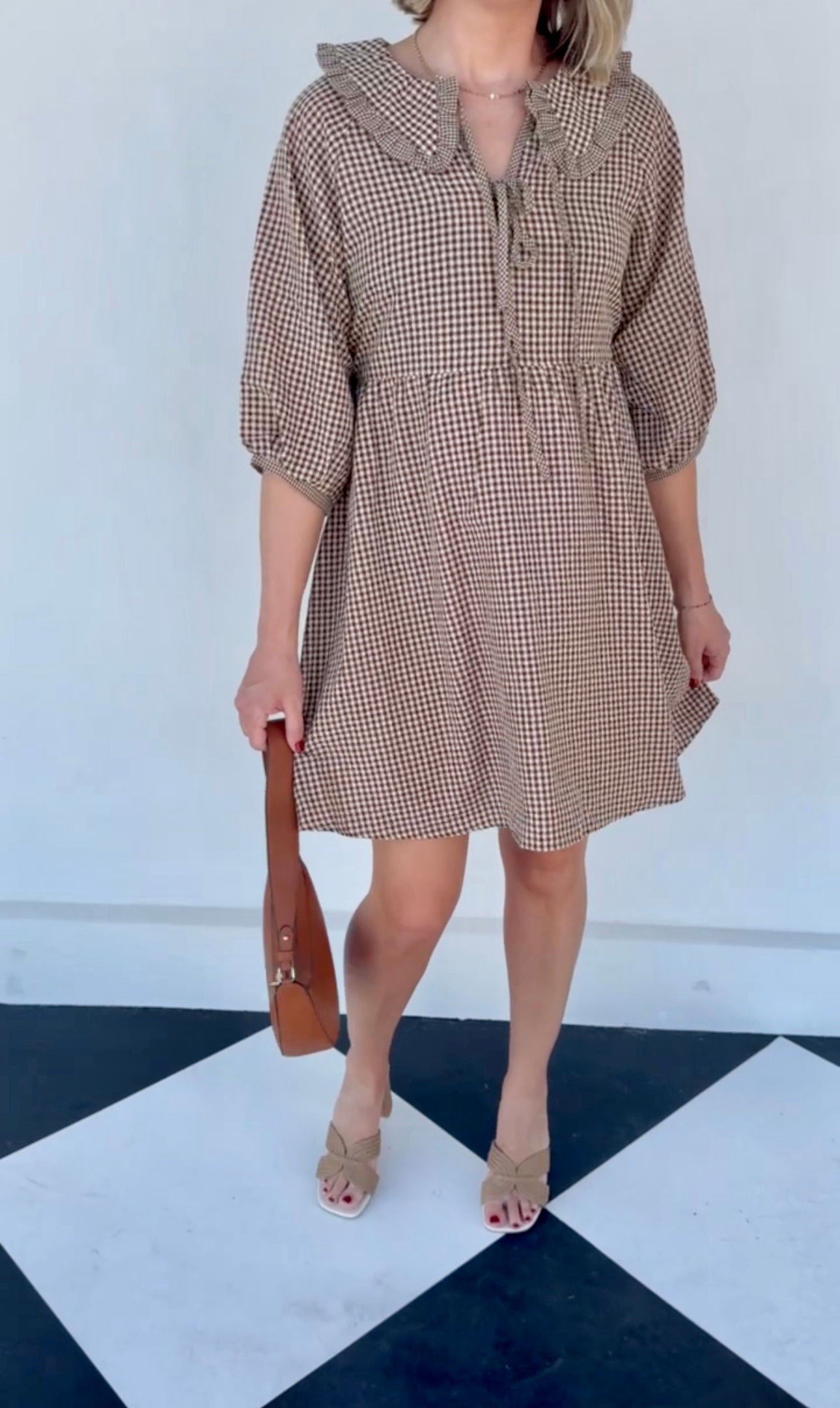 Amber Mini Dress- Tan/Mocha